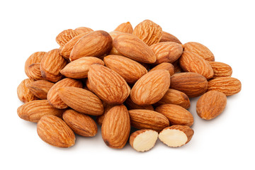 almond isolated on white background, clipping path, full depth of field