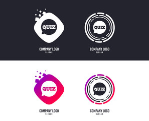 Logotype concept. Quiz check in speech bubble sign icon. Questions and answers game symbol. Logo design. Colorful buttons with icons. Vector