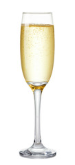 glass of champagne isolated on white