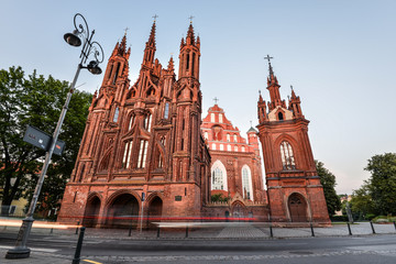 Ancient St. Anne's Church in Vilnius, Lithuania . Prominent landmark in the Old Town of Vilnius included in the list of UNESCO World Heritage sites
