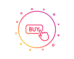 Click to Buy line icon. Online Shopping sign. E-commerce processing symbol. Gradient pattern line button. Buy button icon design. Geometric shapes. Vector