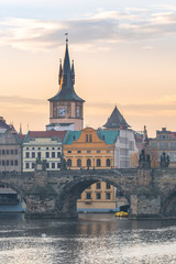 Fototapeta premium prague charles bridge view at morning, czech republic
