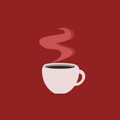 Flat design business Vector Illustration Empty copy space for Ad website promotion esp isolated Banner template. Cup Filled up of Coffee or Tea Steaming Hot with steam icon and shadow