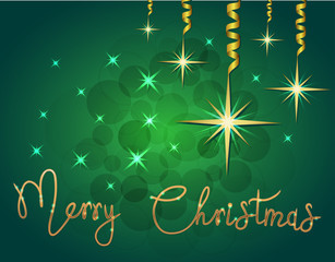 Brilliant illustration of Stars and sparkles on green background