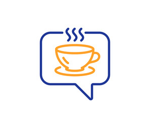 Hot coffee line icon. Tea drink sign. Cafe symbol. Colorful outline concept. Blue and orange thin line color Coffee icon. Vector