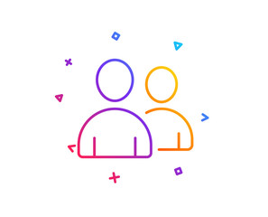 User line icon. Couple or Group sign. Person silhouette symbol. Gradient line button. Users icon design. Colorful geometric shapes. Vector