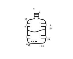 Fototapeta premium Water cooler bottle line icon. Still aqua drink sign. Liquid symbol. Geometric shapes. Random cross elements. Linear Cooler bottle icon design. Vector