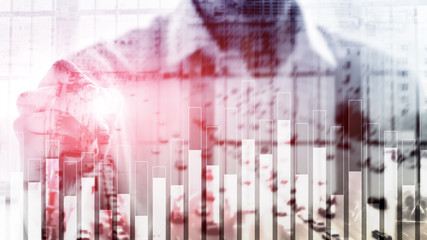 Business and finance graph on blurred background. Trading, investment and economics concept.
