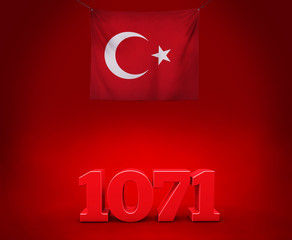 Türk Bayrağı ve 1071 (3D)