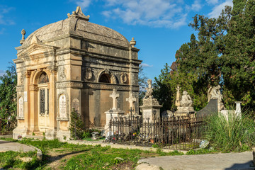 Fototapeta na wymiar The Santa Maria Addolorata Cemetery in Paola, Malta is known as the Addolorata Cemetery, it opened in 1869 and is the largest cemetery in Malta.