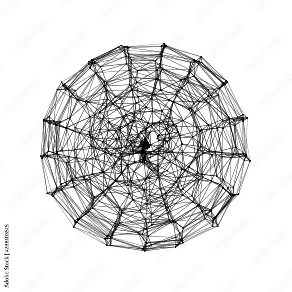 Poster abstract 3d sphere made of points. futuristic technology style. sphere particles. background vector.