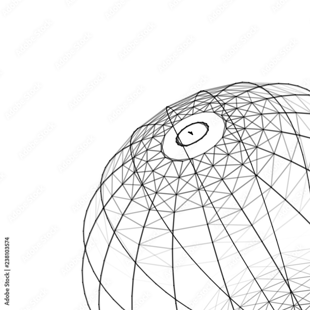 Poster abstract 3d sphere made of points. futuristic technology style. sphere particles. background vector.
