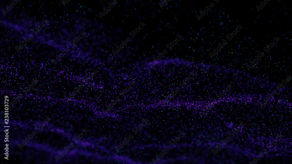 Poster wave glow. wave of particles. wave 3d. 3d rendering. futuristic green dots background with a dynamic