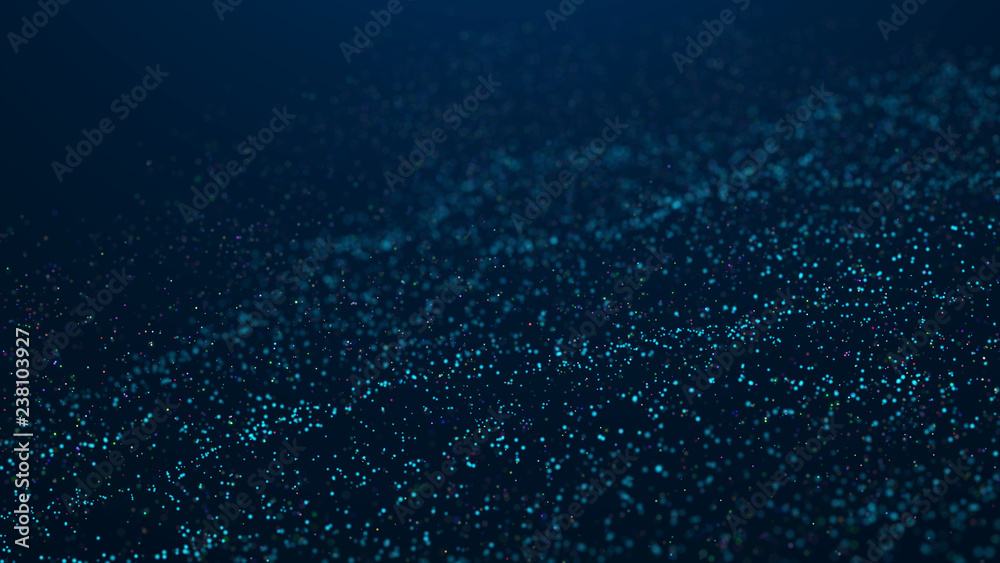 Poster wave glow. wave of particles. wave 3d. 3d rendering. futuristic green dots background with a dynamic