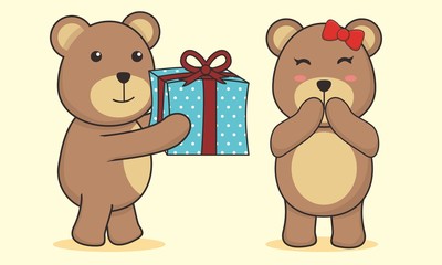 Cute couple of teddy bear vector 