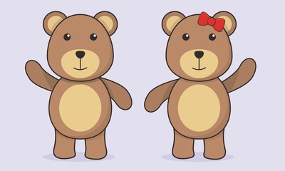 Naklejka na ściany i meble Cute couple of teddy bear 