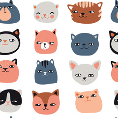 Funny cats seamless pattern