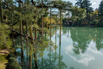 Landscape around Kenrokuen garden one of the most beautiful landscape gardens in Japan, Locate in Kanazawa city
