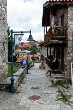 View of the traditional village of Agios Athanasios  in Macedonia Greece near the snow center of Kaimaktsalan