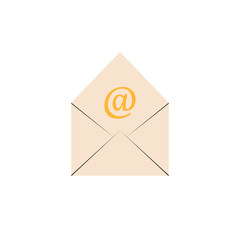 Vector illustration. Icon of envelope email for online education design card. 