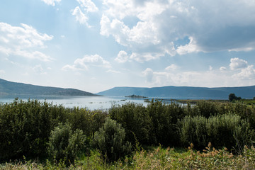 Lake Vegoritida as seen from Arnissa, in Florina Macedonia, Greece