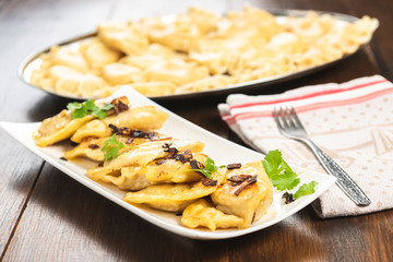 Dumplings - a traditional dish of Polish cuisine.