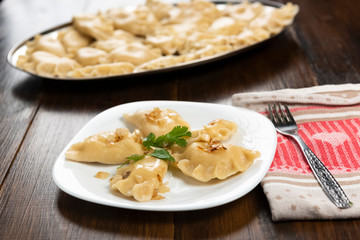 Dumplings - a traditional dish of Polish cuisine.