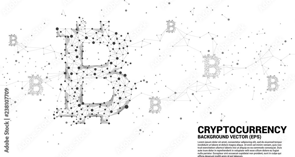 Aufkleber Vector bitcoin icon from Polygon dot connect line. Concept for cryptocurrency technology and financial network connection.