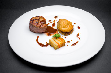 Beef steak with demi-glace sauce