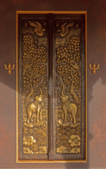 Carved wooden door.