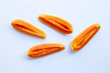 Sweet papaya on white background