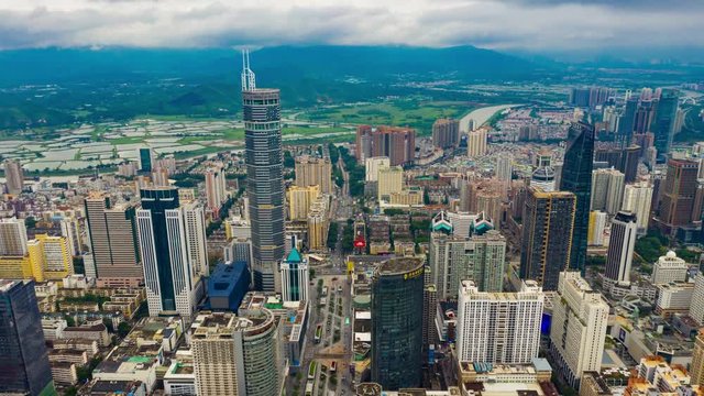 shenzhen cityscape aerial panorama timelapse 4k china
