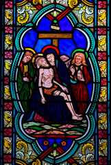 Obraz na płótnie Canvas Stained Glass in Monaco Cathedral - Jesus taken from the Cross
