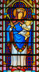 Stained Glass in Monaco Cathedral - Madonna and Child