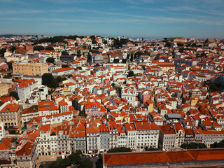 リスボンの街並みの空撮