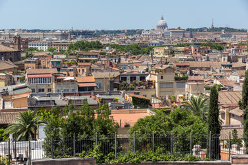 Fototapeta na wymiar Amazing Panorama from Viale del Belvedere to city of Rome, Italy