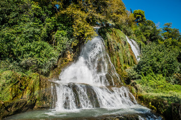 Waterfall in the park of the city of Edessa, the largest in Greece