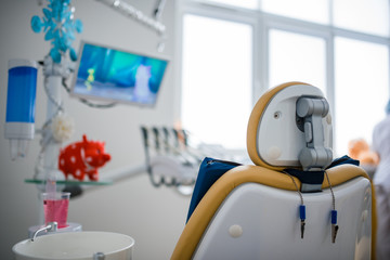 dental ordination cabinet yellow chair modern clinic