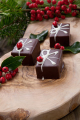 Christmas Chocolate Candy and Red Berries