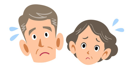 問題を抱えて困る老夫婦　表情　顔
