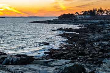 A great sunset at Two Lights State Park, Maine.  - 238113980