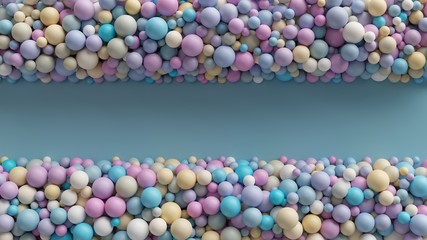 3d render, pastel candy balls, abstract background, pearls, beads assortment