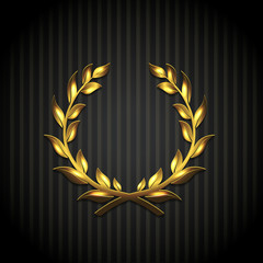 Golden laurel wreath vector illustration.