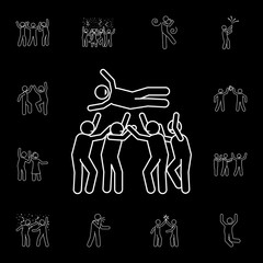 people throw a person icon. Detailed set of people celebration icons. Premium graphic design. One of the collection icons for websites, web design, mobile app