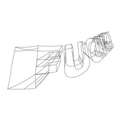 FUCK! 3D wireframed write - Vector
