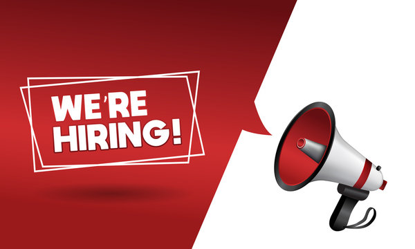 We are hiring banner with megaphone. Join our team