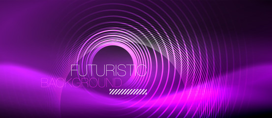 Dark abstract background with glowing neon circles