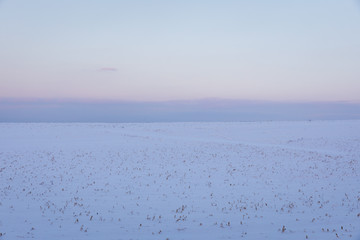 A snowy field in rural upstate New York, USA.