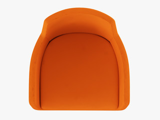 Orange chair with iron legs top view 3d rendering