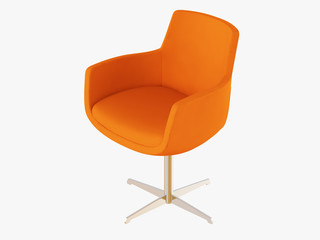 Orange chair with iron legs 3d rendering